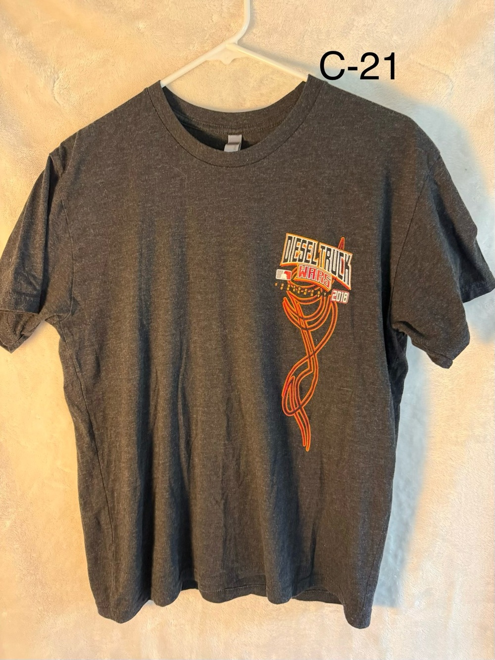 Next Level Apparel Charcoal Short Sleeve Tee with Orange Graphic